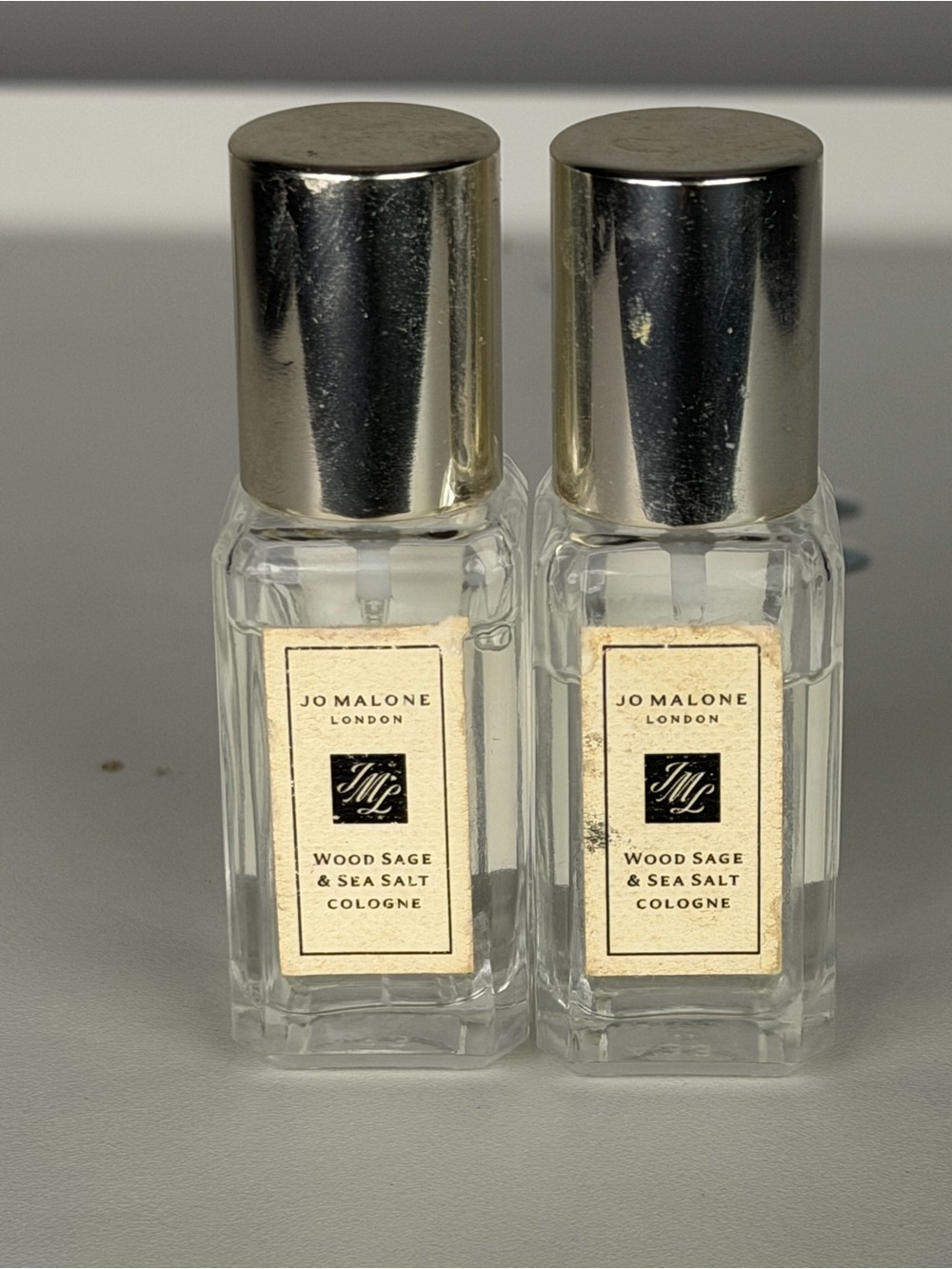 Jo Malone Clear Glass Cologne Bottles with Silver Caps